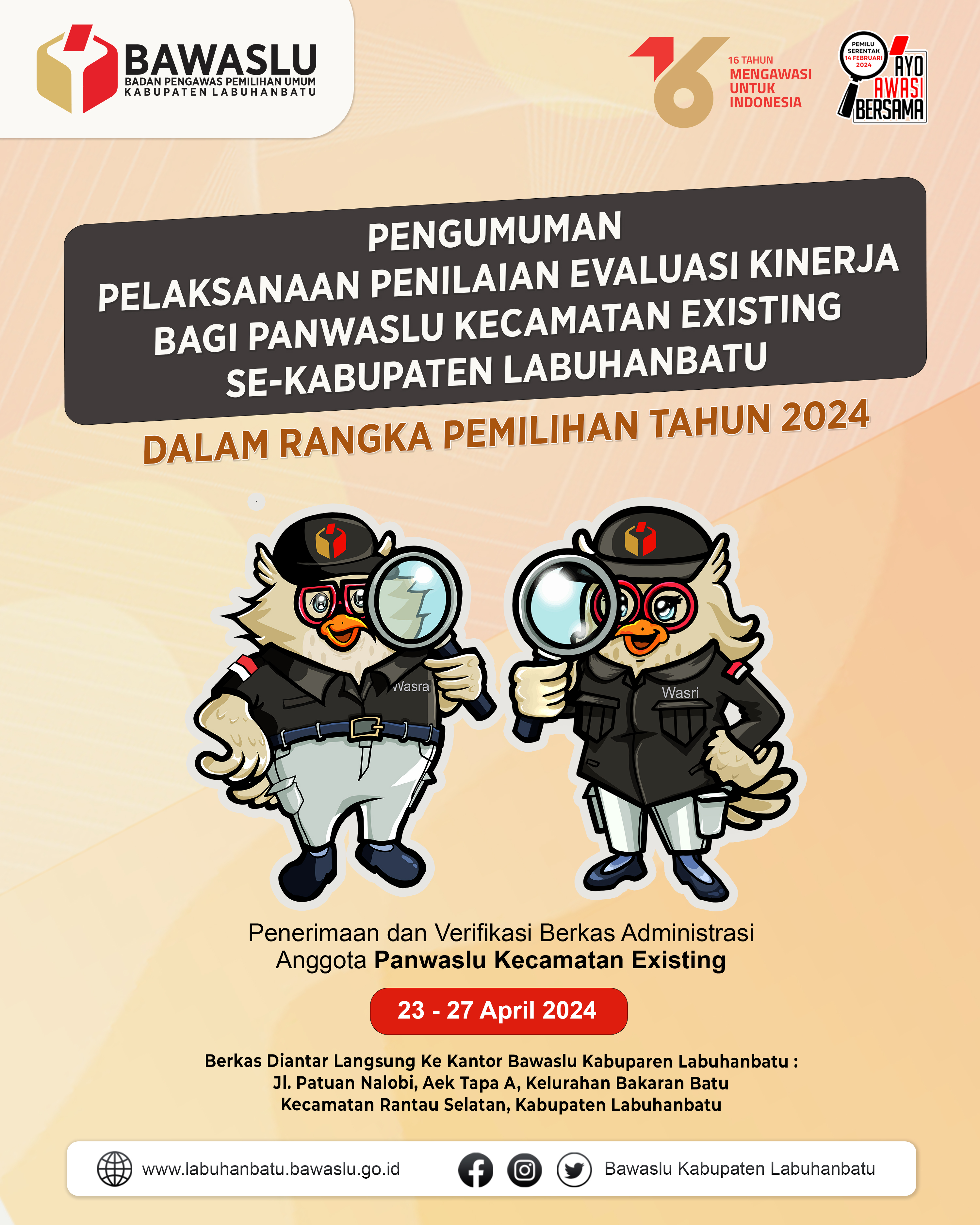 Pengumuman Evaluasi Panwas Kecamatan